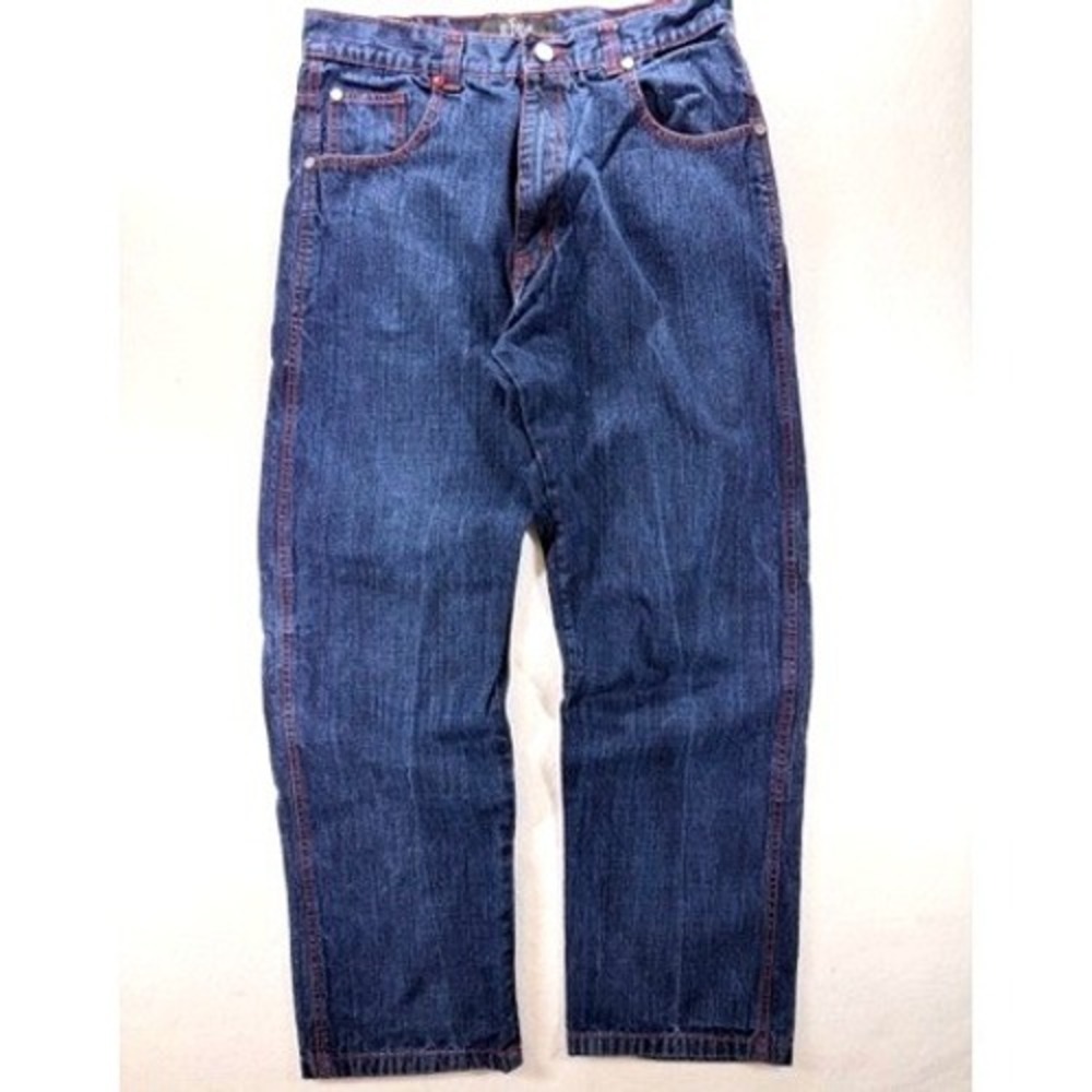 Vintage Ubug Y2K Men's Graphic Pocket Jeans Red Stitch Denim 36x34